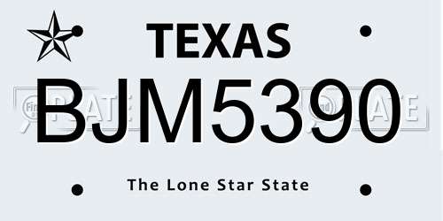 BJM5390 Texas License Plate