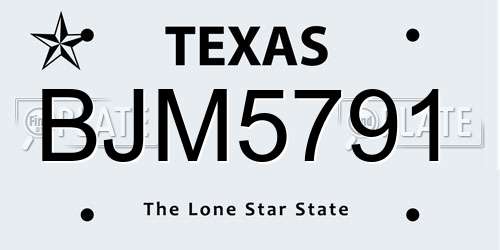 BJM5791 Texas License Plate