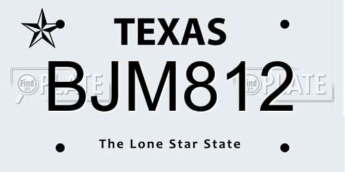 BJM812 Texas License Plate