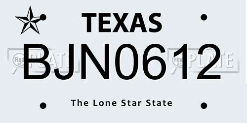BJN0612 Texas License Plate