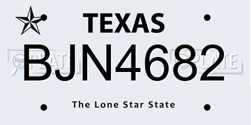 BJN4682 Texas License Plate