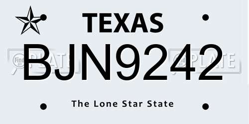 BJN9242 Texas License Plate