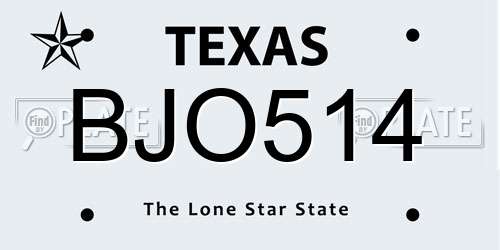 BJO514 Texas License Plate