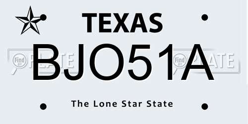 BJO51A Texas License Plate