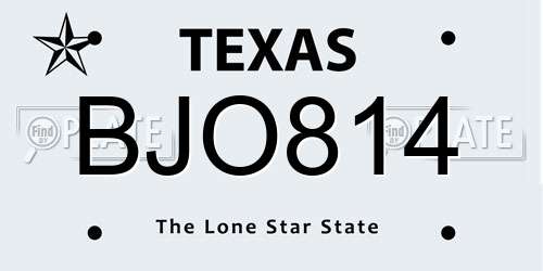 BJO814 Texas License Plate