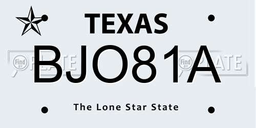 BJO81A Texas License Plate