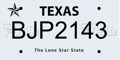 BJP2143 Texas License Plate