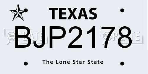 BJP2178 Texas License Plate