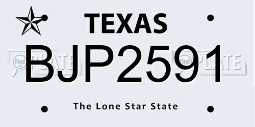 BJP2591 Texas License Plate