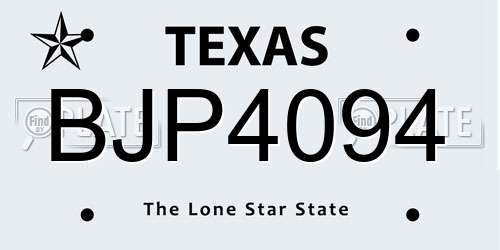 BJP4094 Texas License Plate