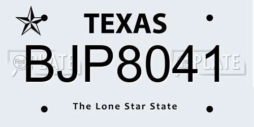 BJP8041 Texas License Plate
