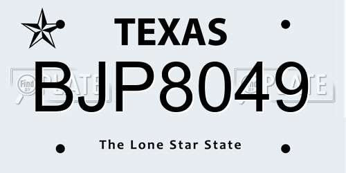 BJP8049 Texas License Plate