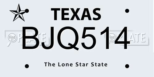 BJQ514 Texas License Plate