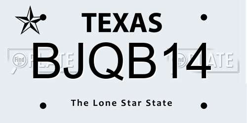 BJQB14 Texas License Plate