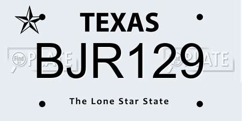 BJR129 Texas License Plate