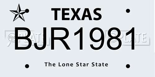BJR1981 Texas License Plate