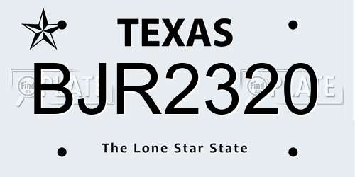 BJR2320 Texas License Plate