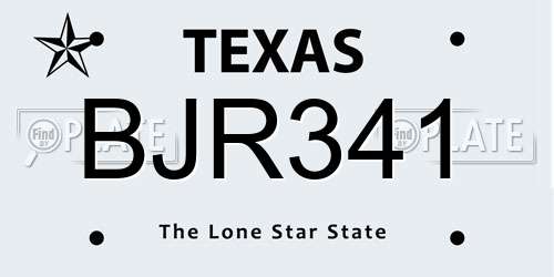 BJR341 Texas License Plate