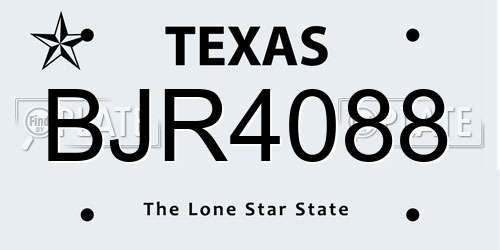 BJR4088 Texas License Plate