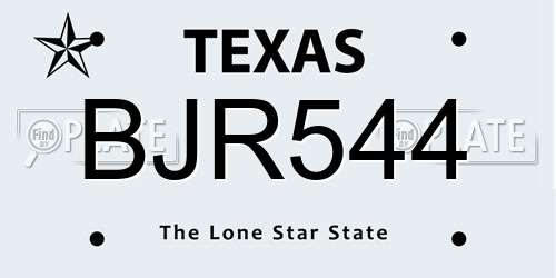 BJR544 Texas License Plate