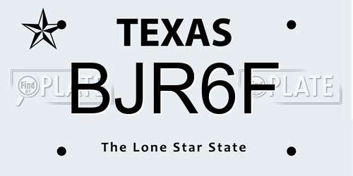 BJR6F Texas License Plate