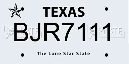 BJR7111 Texas License Plate