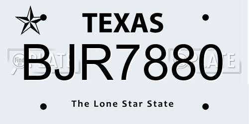 BJR7880 Texas License Plate