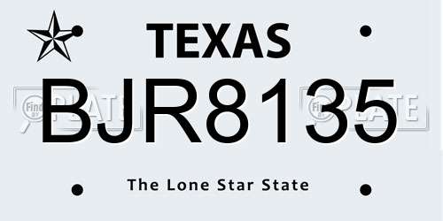 BJR8135 Texas License Plate