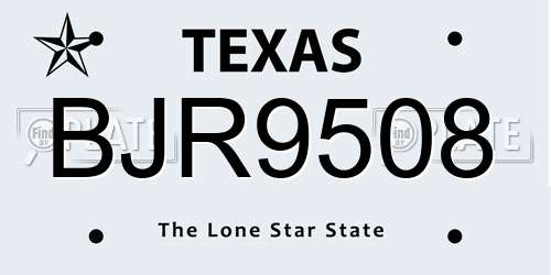 BJR9508 Texas License Plate