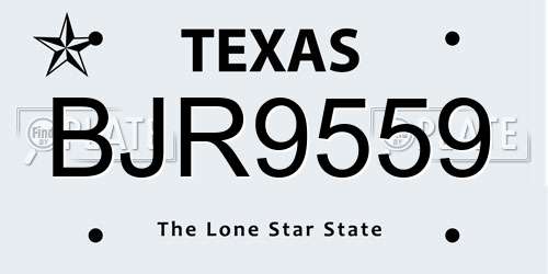 BJR9559 Texas License Plate