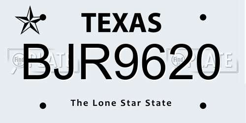 BJR9620 Texas License Plate