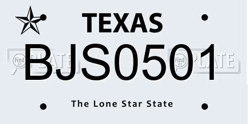 BJS0501 Texas License Plate