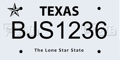 BJS1236 Texas License Plate