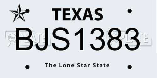 BJS1383 Texas License Plate