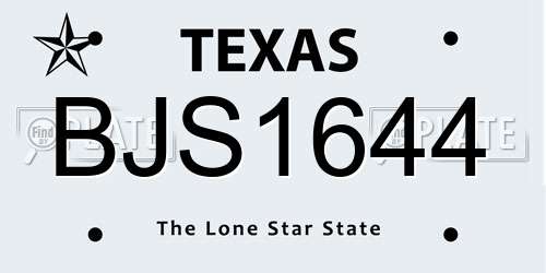 BJS1644 Texas License Plate