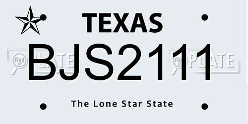 BJS2111 Texas License Plate