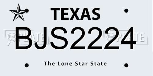 BJS2224 Texas License Plate