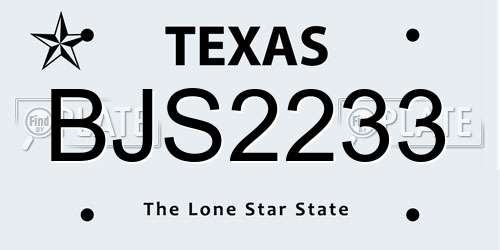 BJS2233 Texas License Plate