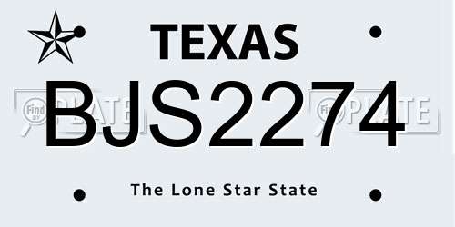 BJS2274 Texas License Plate