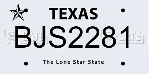 BJS2281 Texas License Plate