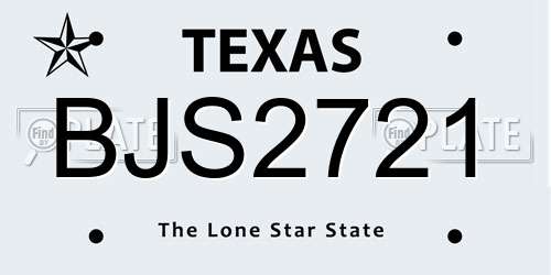 BJS2721 Texas License Plate