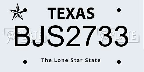 BJS2733 Texas License Plate