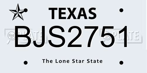BJS2751 Texas License Plate
