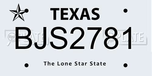 BJS2781 Texas License Plate