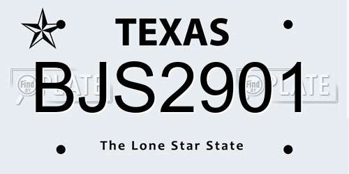 BJS2901 Texas License Plate