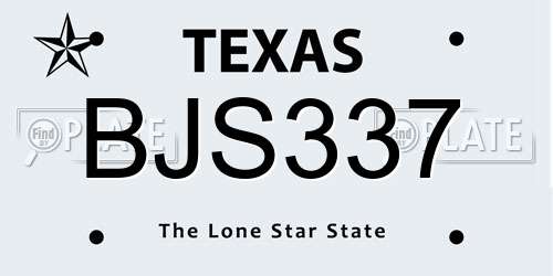 BJS337 Texas License Plate