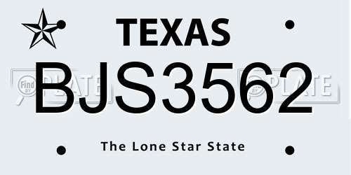 BJS3562 Texas License Plate