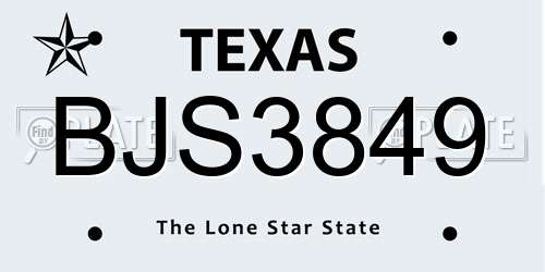 BJS3849 Texas License Plate