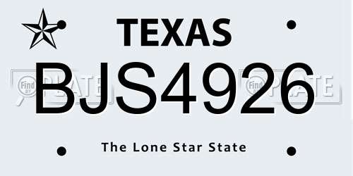 BJS4926 Texas License Plate