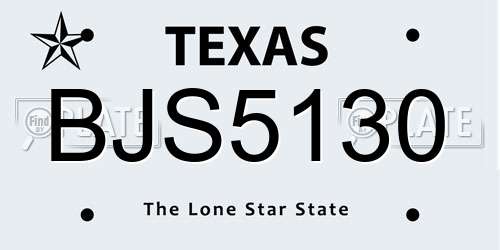 BJS5130 Texas License Plate